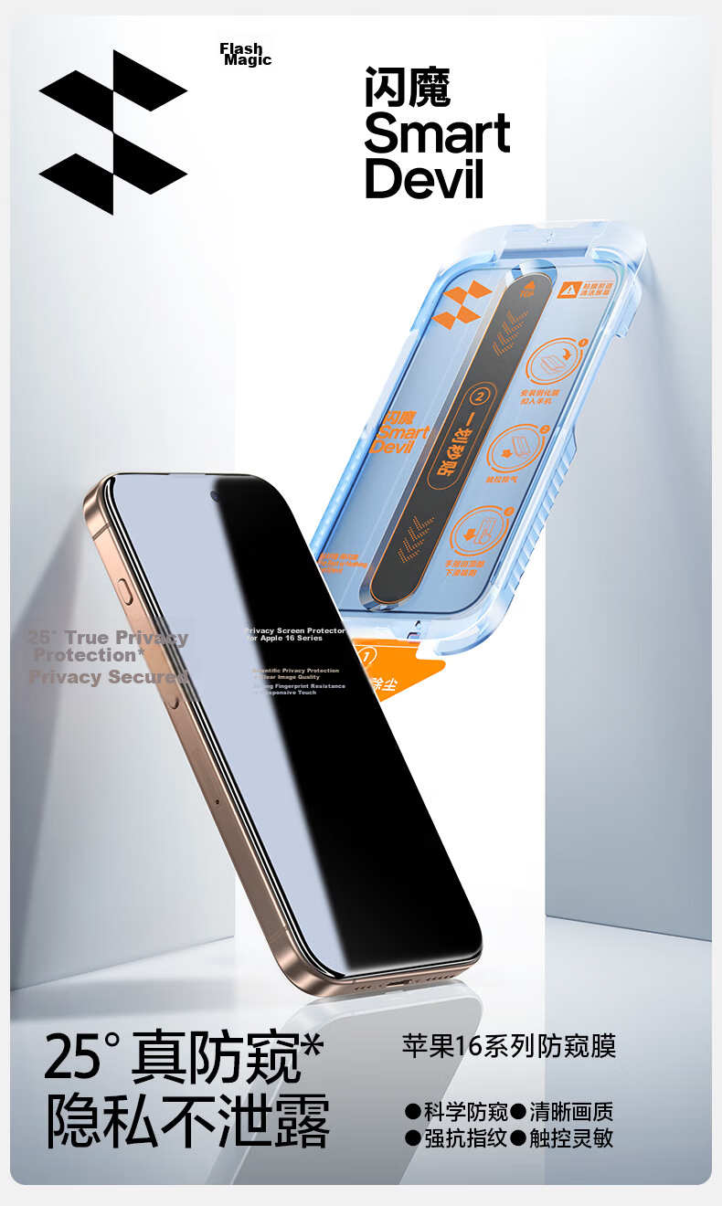 Shanmo Privacy Tempered Glass Screen Protector for iPhone 16 Pro Max - Anti-Peeping, Dustproof, Drop Resistant, Anti-Fingerprint, Full Coverage with Cleanroom Protection 2