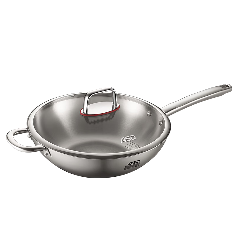 ASD Stainless Steel Non-Coated 32cm Wok for Gas and Induction Cooktops A5