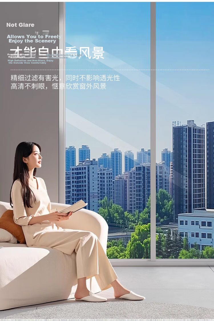 Qinghua Glass Film Sunscreen Heat Insulation Film 90x200cm Window Privacy Film Sunshade Reflective Light Blocking Explosion-Proof Glass Sticker 10