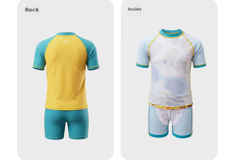 ERKE Boys' Short Sleeve Two-Piece Swimsuit Set, Split Design, Sun Protection, Beach Swimwear for Kids 13