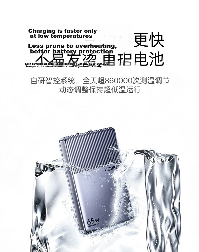 UGREEN Little Ice 65W GaN Charger PD Fast Charging Type-C Portable Biscuit Style for Apple 17, Samsung, Xiaomi, Huawei Phones, MacBook Pro Laptop 19
