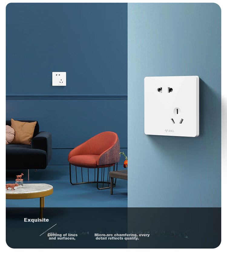 BULL Switch Socket, G12 Series, 10A Five-Hole Socket, 86-Type Socket Panel, G12Z223S, Ivory White 10