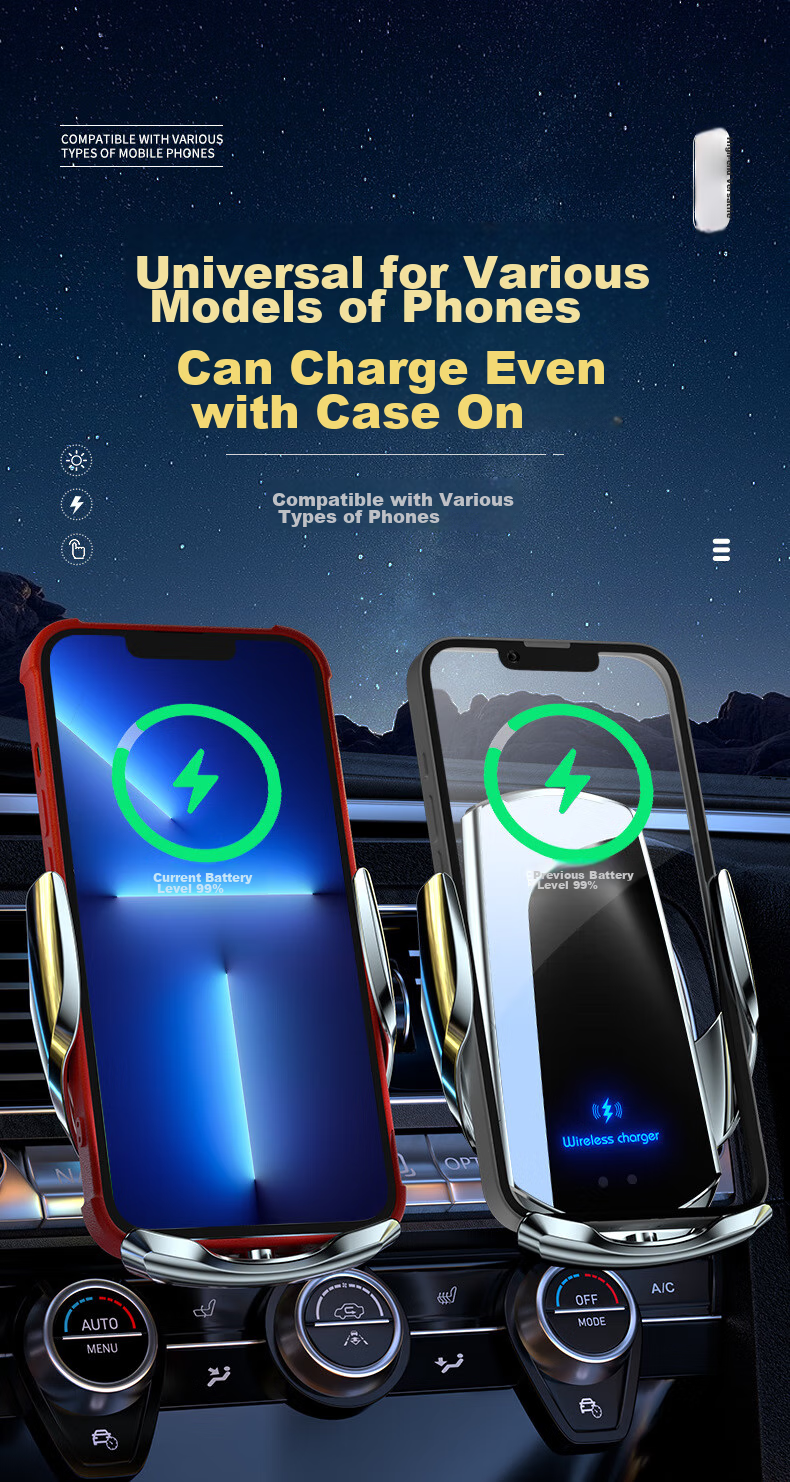 Dijialun Intelligent Sensor Car Wireless Charger Phone Holder Compatible with Xiaomi, OPPO, Apple 18, Huawei, Vivo Fast Charging Car Navigation Phone Charging Stand 12