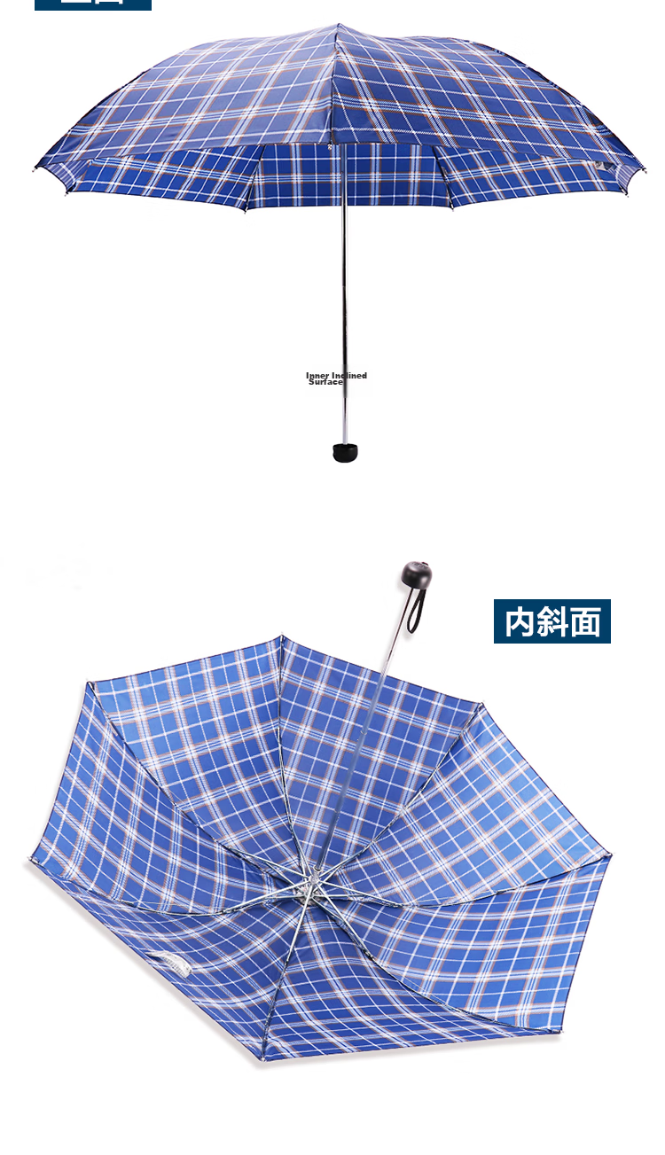 Paradise Umbrella UV Protection Three-Fold Portable Folding Sun and Rain Umbrella Dual-Use Party Dark Blue 10