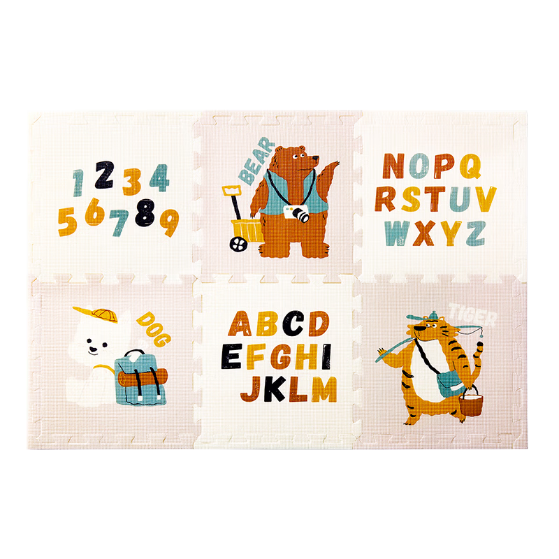 Babycare Double-Sided XPE Crawling Mat Puzzle Floor Mat for Babies and Kids - Cute Pets Camping Set of 6 Pieces