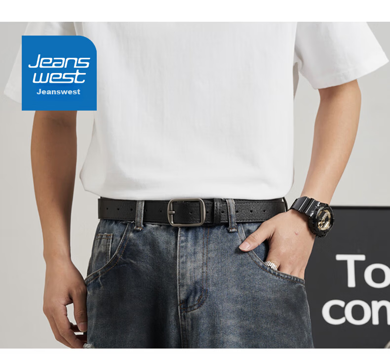 Jeanswest Simple New Korean Style Pin Buckle Men's Leather Belt Casual Versatile Waistband Trendy Ins 1