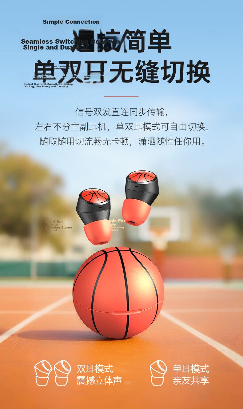 EMEY T5Pro [New Upgrade] True Wireless Bluetooth Earbuds In-Ear Music Sports Gaming Calling Noise Reduction Long Battery Life Compatible with Apple Xiaomi Huawei Honor Basketball 7