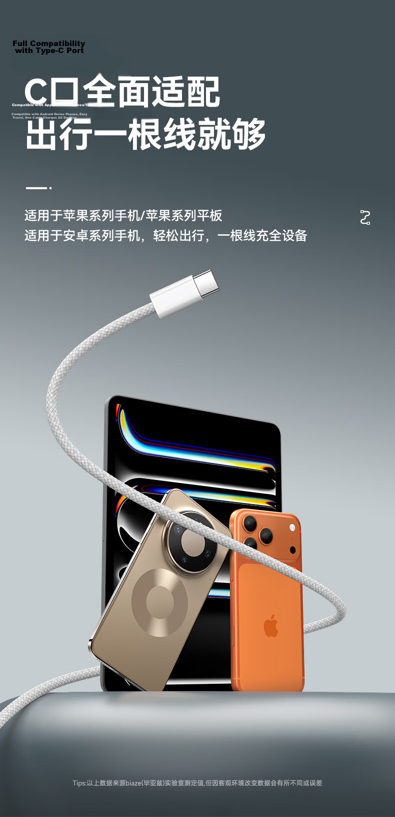 BIAZE Apple 17/16/15 Type-C Charging Cable USB-C Carplay 3A Fast Charging Cable for iPhone 16/15 Xiaomi Huawei Honor Phones 0.25m 5