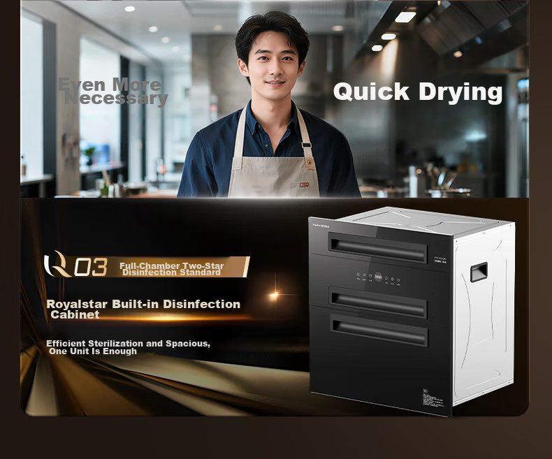 Royalstar Built-in Household Disinfection Cabinet 120L Large Capacity Three-Door Three-Drawer High-Temperature Two-Star Kitchen Dishware Sterilizer and Dryer Baby Sterilizer 4
