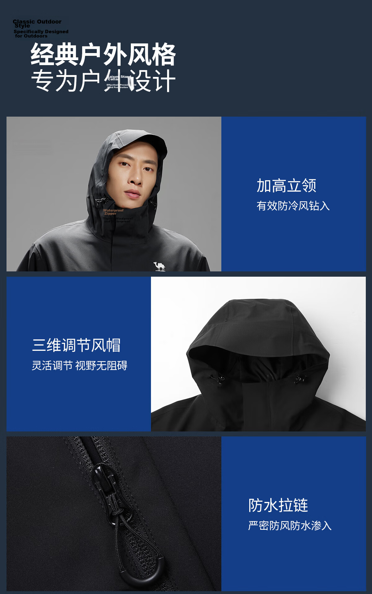 CAMEL King Kaijia ICON Outdoor Fleece 3-in-1 Professional Storm-Level Waterproof Hard Shell Jacket B347 20
