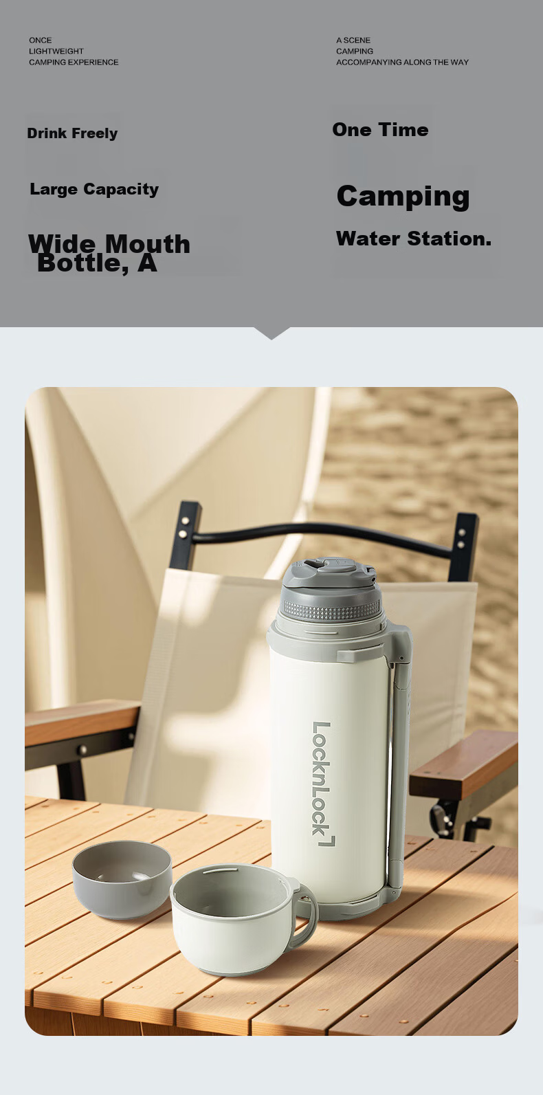LOCK&LOCK Insulated Bottle Large Capacity Winter Warm Summer Cool Hot Cold Ice Car Home Stainless Steel Portable Pot Ivory White 1.8L 3