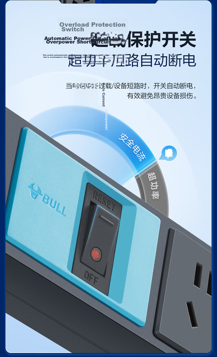 BULL 16A High-Power PDU Desktop Cabinet Socket/power Strip/extension Cord/surge Protector, 8 Outlets with Master Switch, 1.8m Specification GNE-108DE 7