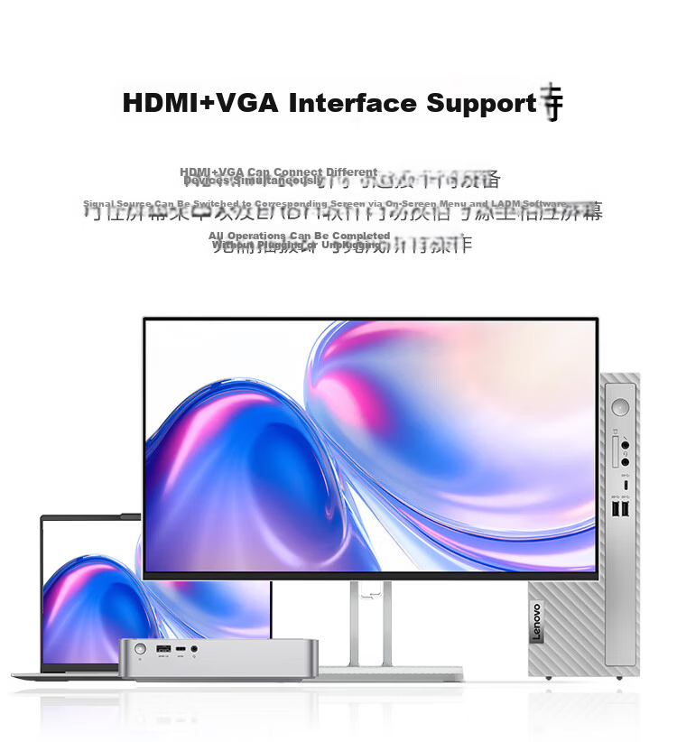 Lenovo 23.8-inch FHD Narrow Bezel 144Hz High Refresh Rate High Color Gamut Built-in Speakers Phone Stand Cable Organizer AMD Graphics Sync Stylish Office Home Monitor L24-4C 7