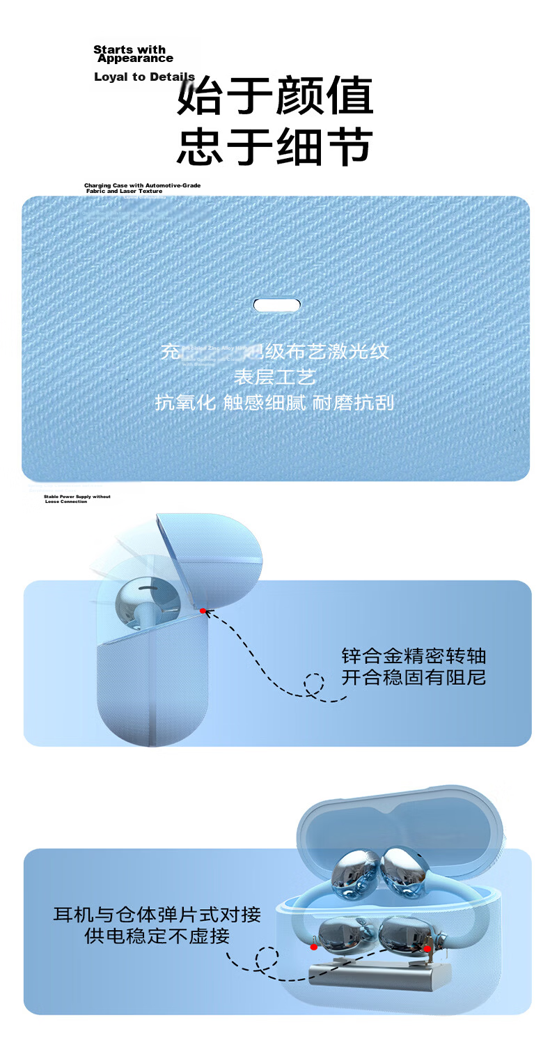 Xiaodu 2026 Latest G200 Bluetooth Ear Clip Bone Conduction Wireless Open Smart Noise-Cancelling Long Battery Life Earphones Compatible with Apple Huawei Lily White 11