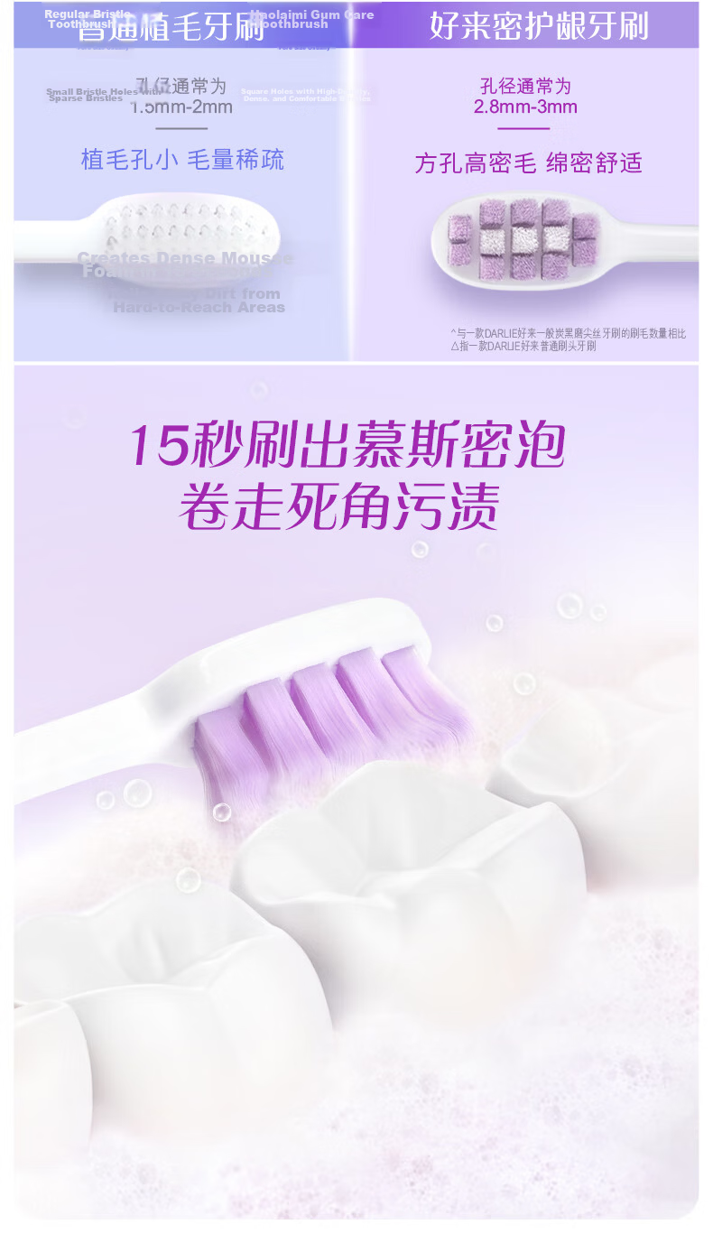 DARLIE Original Black Toothpaste Sensitive Gum Care Soft Bristle Adult Toothbrush Deep Clean Interdental 6-Pack Suitable for Pregnant Women 5
