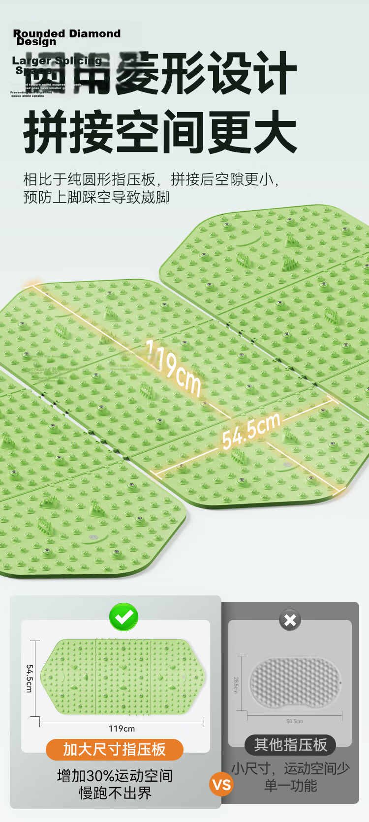 JD Jingzao Splicing Acupressure Foot Massage Board Slow Running Foot Sole Acupoint Massage Mat Adult Foot Acupoint Massage Pad On-the-Spot Running Equipment 3