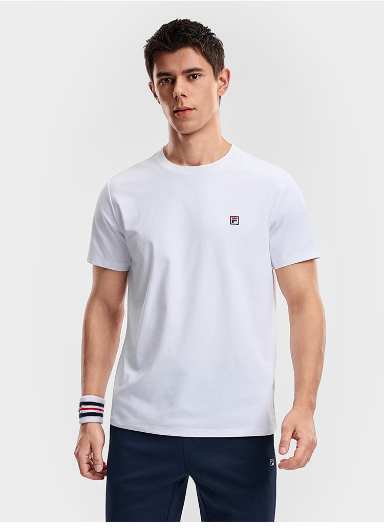 FILA Official Men's Short Sleeve T-Shirt 2026 Summer Tennis Moisture-Wicking Quick-Dry Knit Sun Protection Crew Neck Top 41