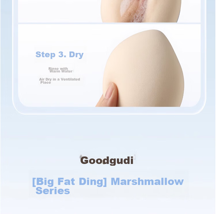 Goodi Big Fatty Cotton Candy Cushion Puff Large Makeup Sponge Dual-Use for Foundation Liquid, Dry and Wet, Non-Powder Absorbing 34