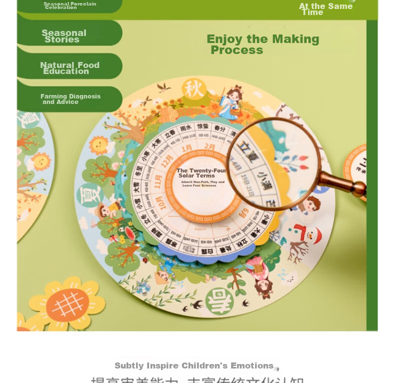 Yupinfengmao Xiaoshu 24 Solar Terms Rotating Handmade DIY Traditional Chinese Culture Intangible Heritage Children's Craft Kit Kindergarten Dashu 3