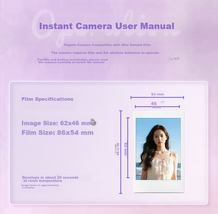POPOTO Instant Camera One-Step Imaging Camera Birthday Gift for Girlfriend Student Selfie Portable Travel Cream White Body Only 17