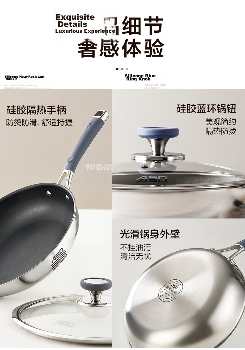 ASD 28cm Non-Stick Titanium Coating Frying Pan, Fluorine-Free, Pre-Seasoned Steak and Breakfast Skillet Z3 21