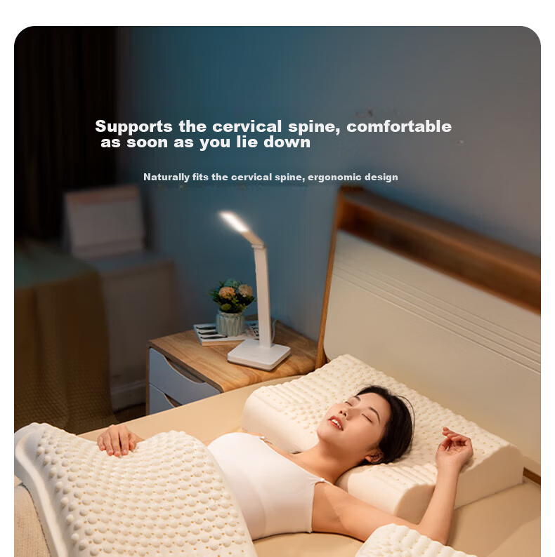 Half Crescent Moon [Imported from Thailand] Latex Pillow for Neck Support, Sleep Aid, Natural Sleeping Pillow Core for Adults and Children, Dormitory Use 21