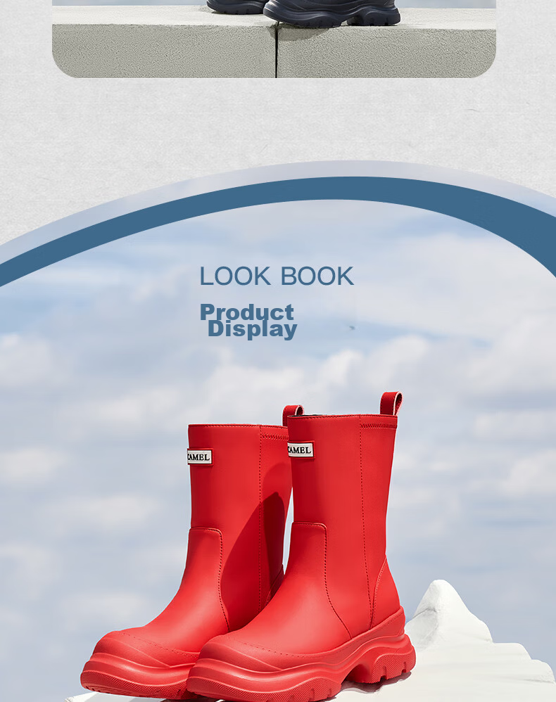 CAMEL Rainbow Rain Boots Women Lightweight Outdoor Casual Short Boots L25W577027 Red Size 38 21