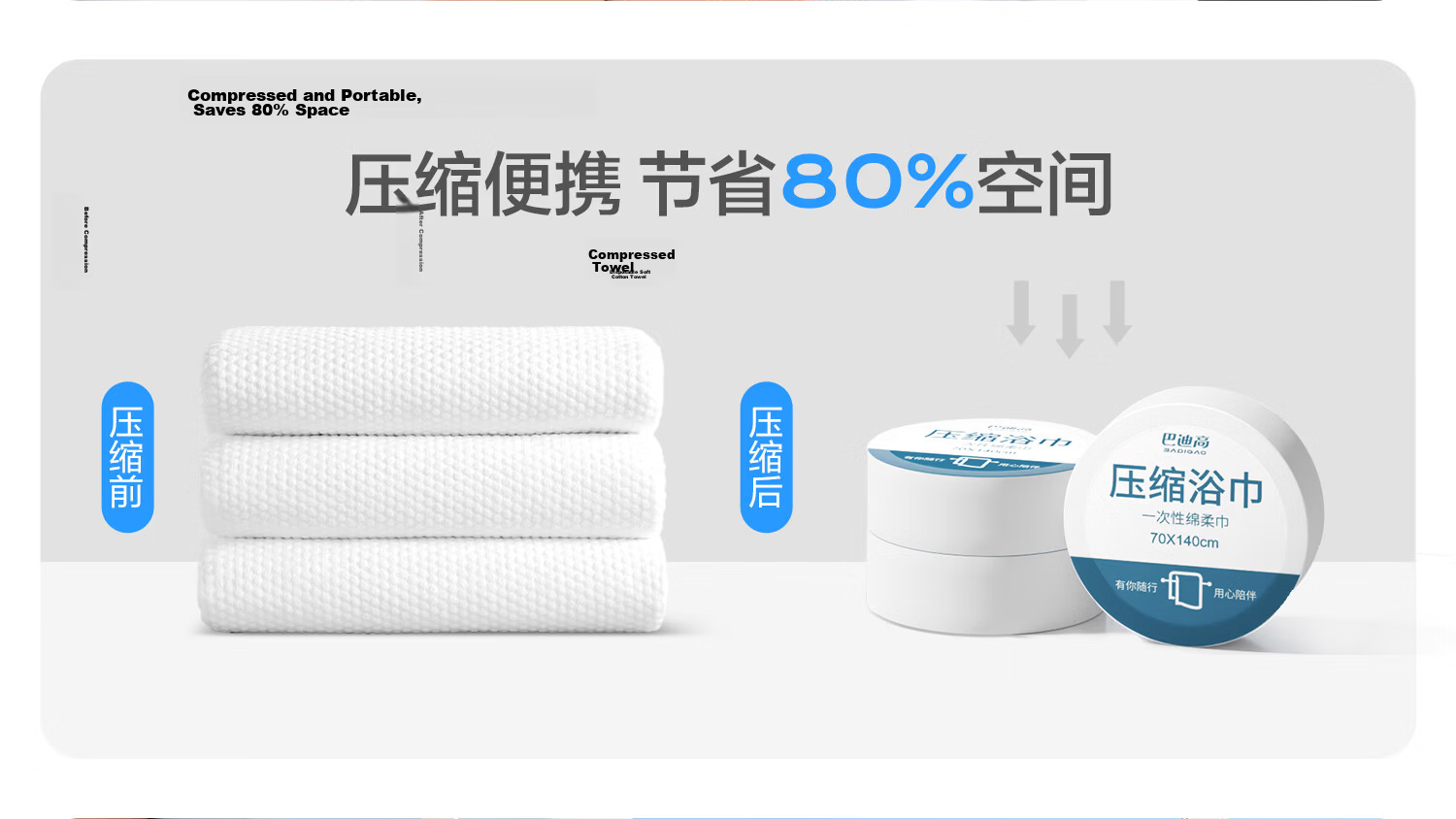 Buddygo Disposable Compressed Bath Towels Adult Travel Hotel Essentials Baby Thickened Large Towels 5-Pack 5