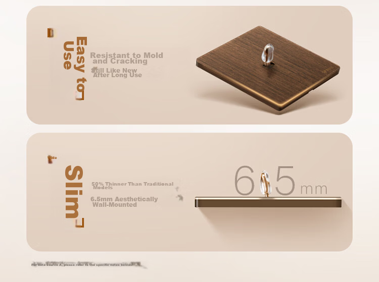 BULL Retro Switch Socket, Acrylic Ultra-Thin Panel, Three-Hole 16A Air Conditioner Socket, G70Z104 Walnut Color 3