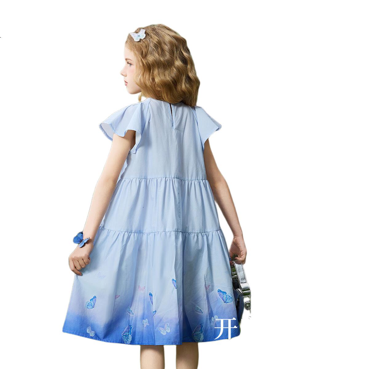 ASK JUNIOR Cotton Children's Dress, Summer Vacation Short-Sleeve Vest Dress, Girls' Butterfly Princess Dress