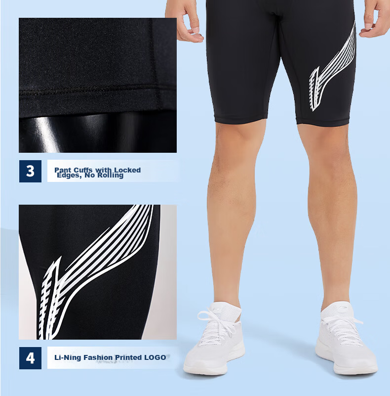 Li-Ning Men's Summer Compression Shorts Quick-Dry High Elasticity Running Sports Fitness Basketball Yoga Base Layer Five-Point Pants 16