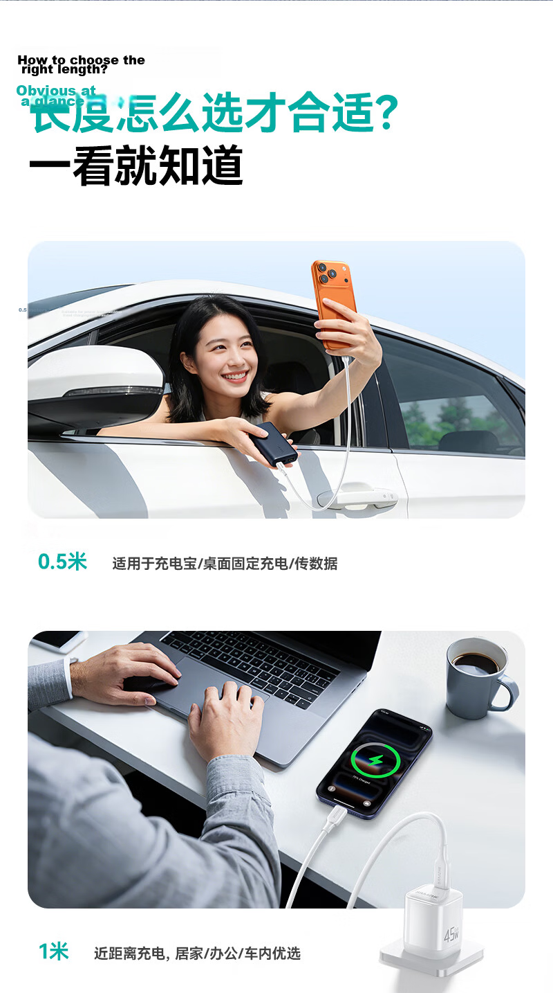 ShanZe Huawei Compatible Dual Type-C 100W Super Fast Charging Data Cable 5A for Apple 17/15/16 Pro, Pura80/Mate, Honor, Xiaomi Laptop Tablet 1m 7