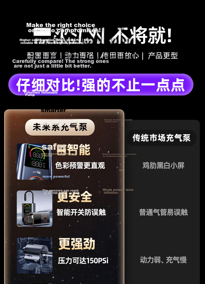 Future Series Wireless Inflator Digital Display Car Air Pump Electric Portable Tire Inflator for Cars, Bicycles, and Motorcycles with Pressure Measurement and High Pressure 2