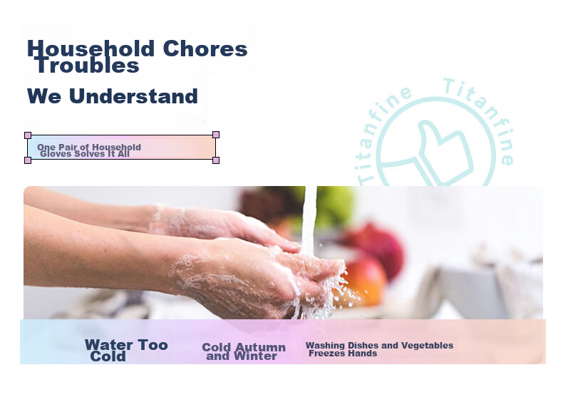 Titanfine PVC Two-Tone Dishwashing Gloves Pair Size S Household Kitchen Cleaning Thickened Waterproof Non-Slip Wear-Resistant Purple 2