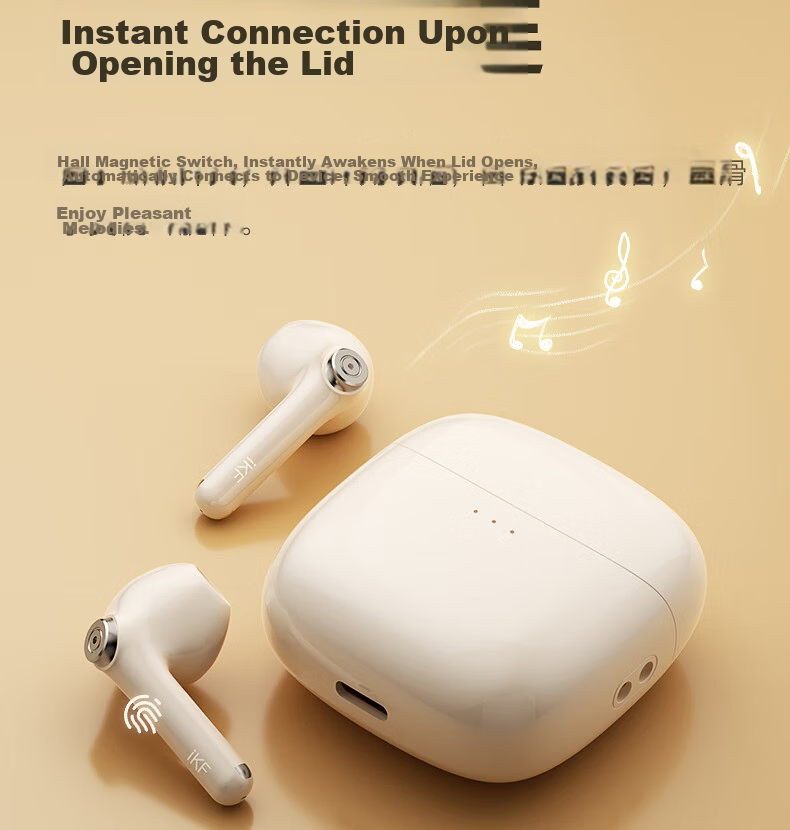 IKF Find Lite New Version True Wireless Bluetooth Earbuds Semi-In-Ear Bluetooth 6.0 High-Quality Music Gaming Low Latency Sports Fitness Compatible with Apple Huawei Classic White 21