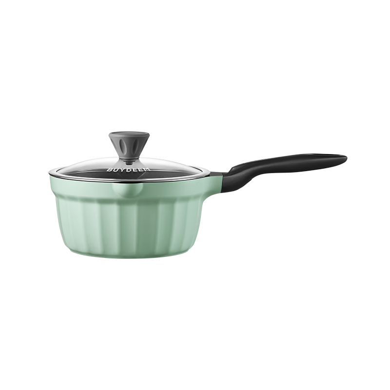 Buydeem Small Milk Pot, Baby Food Pot, Noodle Pot, Porridge Pot, Non-Stick Pot for Infants, Milk Heating Pot, Egg Cooking Pot, Snow Flat Pot, 18cm Light Pine Gree
