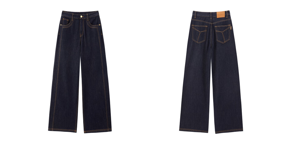 Taipingniao Women's Jeans, Autumn Straight-Leg Pants, Fashionable Casual Versatile Commuter Style, Denim Dark Blue, Size L 37