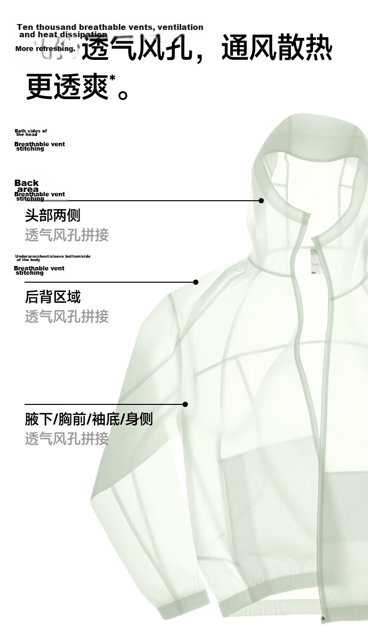 Beneunder Men's Sunscreen Jacket Skin Coat UV Protection Breathable Water-Repellent WR010 [JD Exclusive] 5