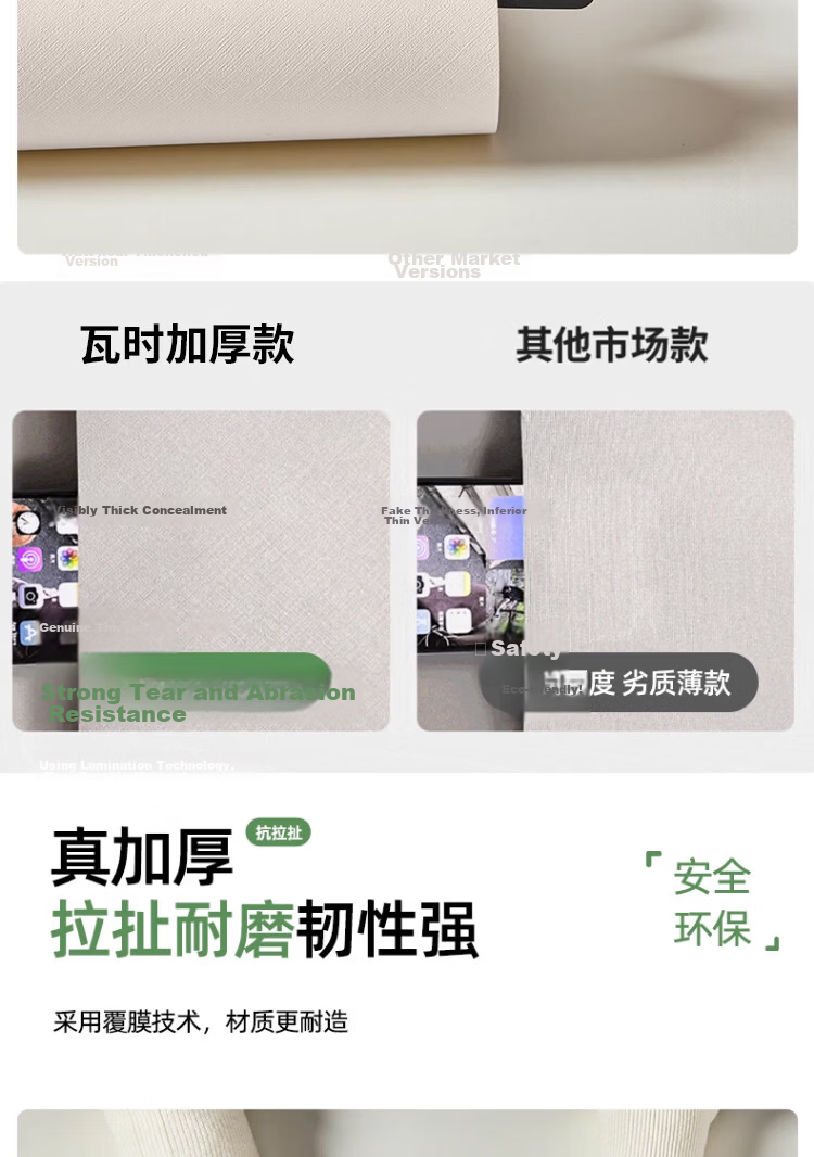 Watt-hour Self-adhesive Waterproof and Moisture-proof Wallpaper Aluminum Foil Wall Sticker Renovation Concealment Wallpaper Pearl White 60cm*10m 17