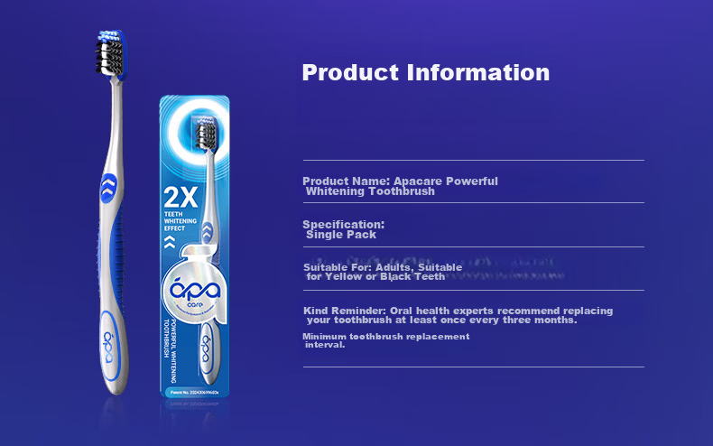 ApaCare Men's Toothbrush Strong Whitening Anti-Smoke Stains Anti-Tartar Medium Hard Bristles High-End Adult Toothbrush 6-Pack 11