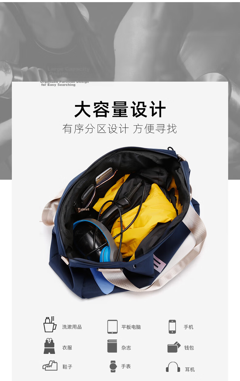 HEAD Badminton Bag Wet and Dry Separation Travel Bag Men's Handheld Sports Bag Fitness Bag Luggage Bag Women's Swimming Bag 18