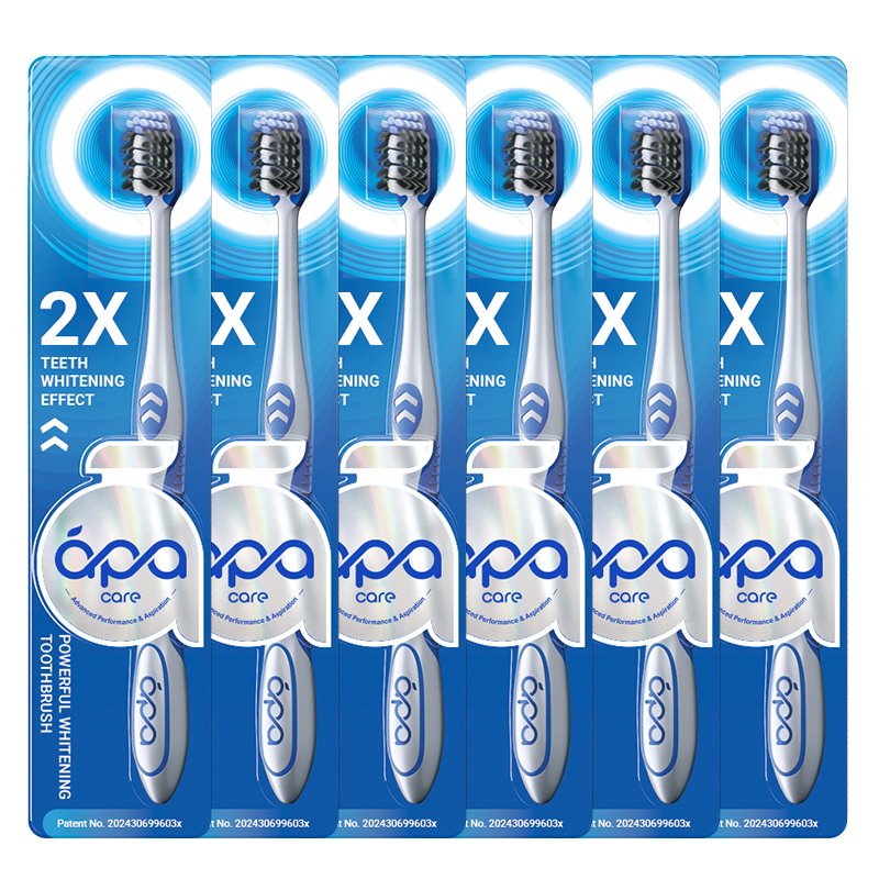 ApaCare Men's Toothbrush Strong Whitening Anti-Smoke Stains Anti-Tartar Medium Hard Bristles High-End Adult Toothbrush 6-Pack