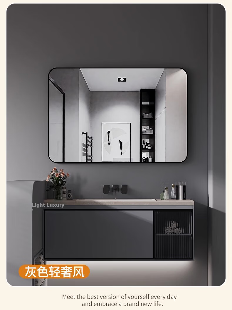 Quanpinwu Wall-Mounted Mirror Sticker Bathroom Mirror No-Drill Toilet Mirror Home Use High-Definition Glass Mirror 40x50cm 9