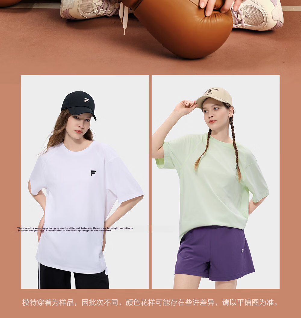 FILA Official Trendy Couple Knitted Dopamine Short Sleeve T-Shirt 26 Summer Quick-Dry Sports Tee 16