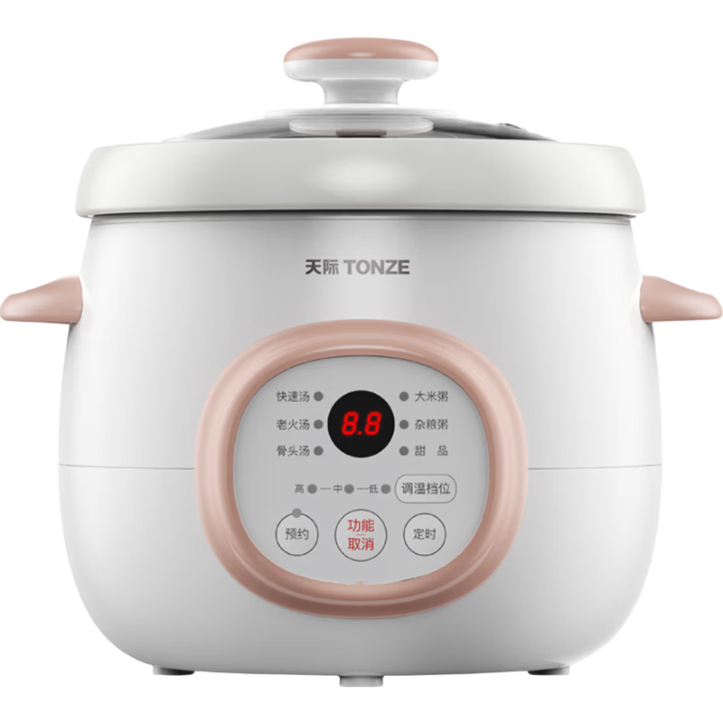 TONZE Electric Stew Pot Soup Cooker Baby Porridge Pot BB Stew Pot Health Care Household Smart Reservation Ceramic Inner Pot DGD15-15DD 1.5L