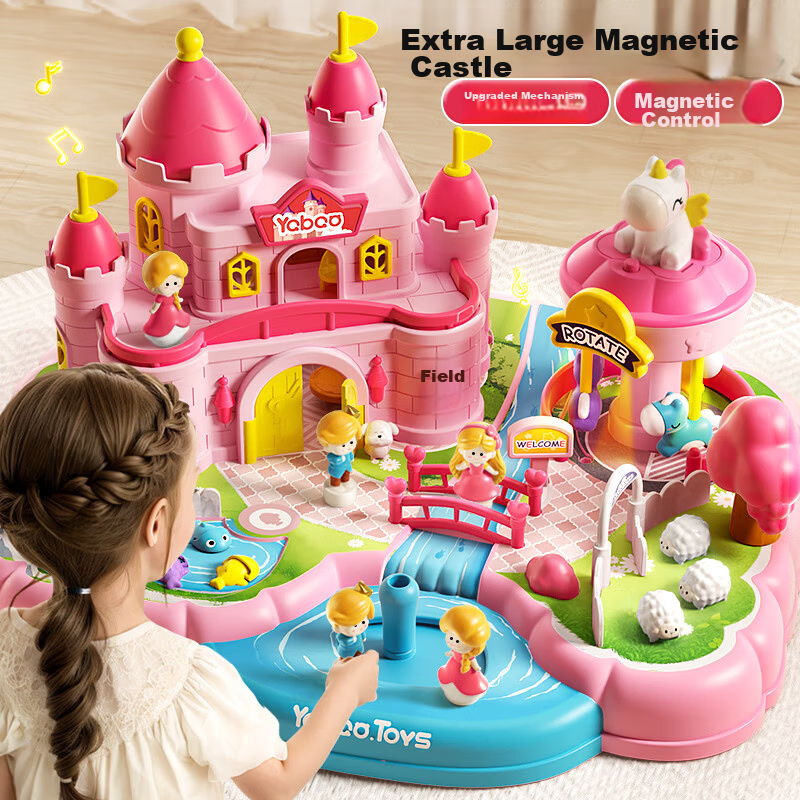 AoZhiJia Children's Toy Magnetic Castle Princess House Doll Pretend Play Birthday Gift for Girls Ages 3-6