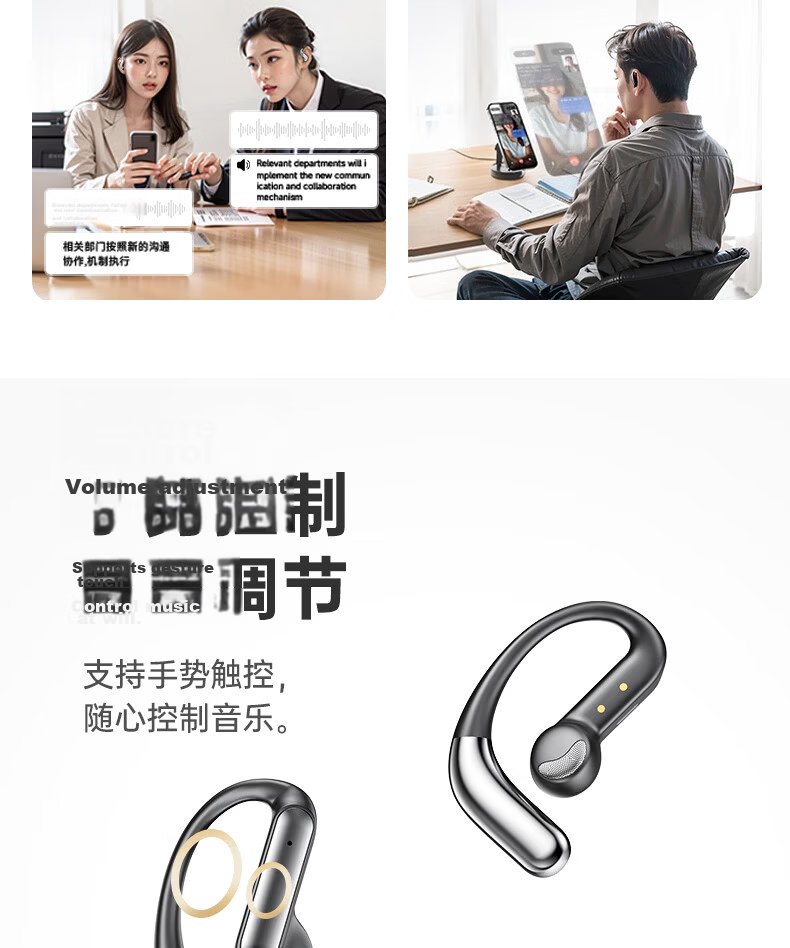 Zhongguo 2026 Latest C2 Smart AI Real-Time Translation Bluetooth Earbuds Bone Conduction Wireless Open-Ear Sports Running Noise-Cancelling Long Battery Life Men's 29