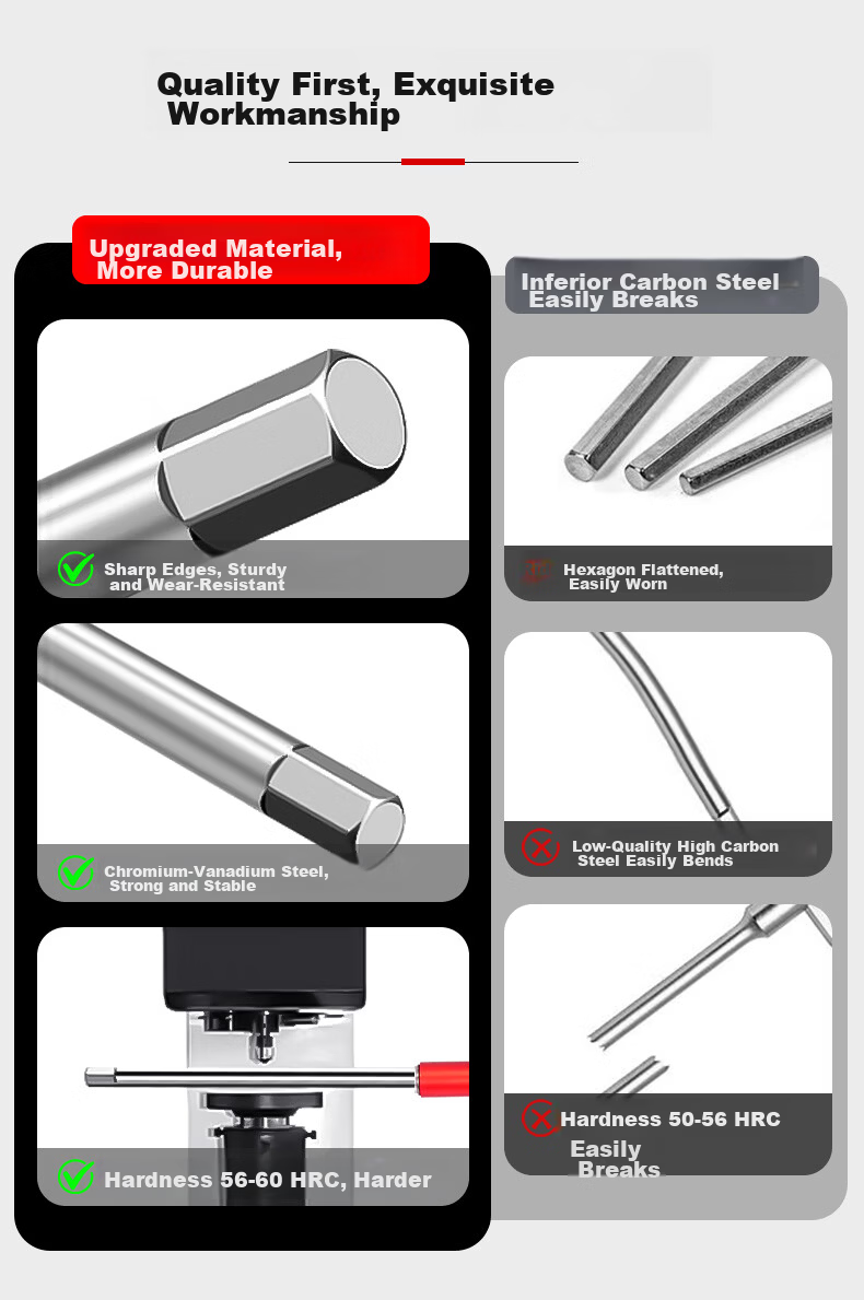 Kuanteng Industrial Grade T-Handle Hex Key Sliding Bar Wrench Set Extended Universal T-Shape Extra Long High Hardness Sliding Rod 6