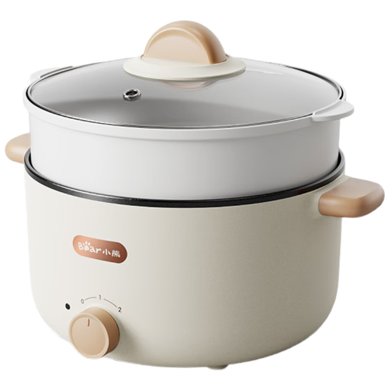 Bear Electric Cooking Pot Small 2-3 Person Hot Pot Electric Cooker Dormitory Instant Noodle Multi-Function Electric Heating Pot 3L Stew Steam Cooker with Steamer Basket DRG-D30X8
