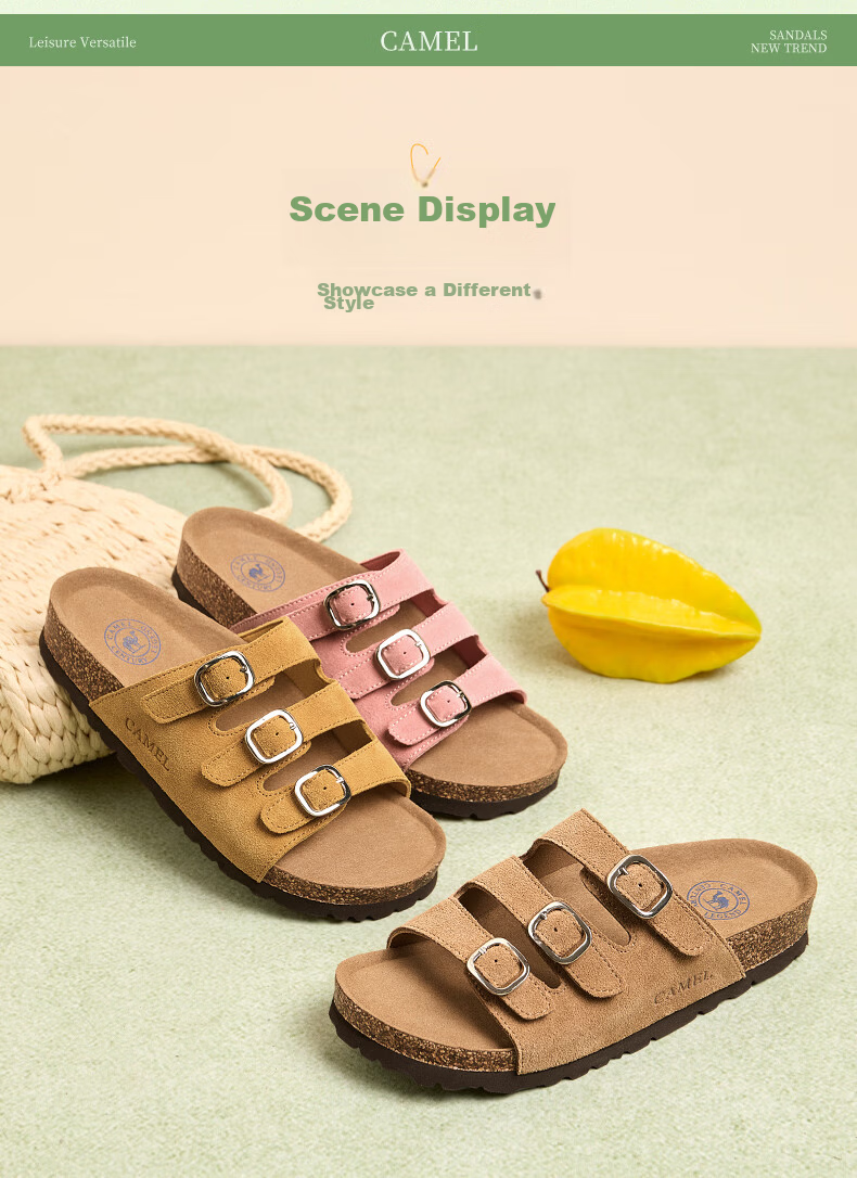 CAMEL Birkenstock Style Women's Casual Thick Sole Platform Sandals L26M700065 Brown Size 38 12